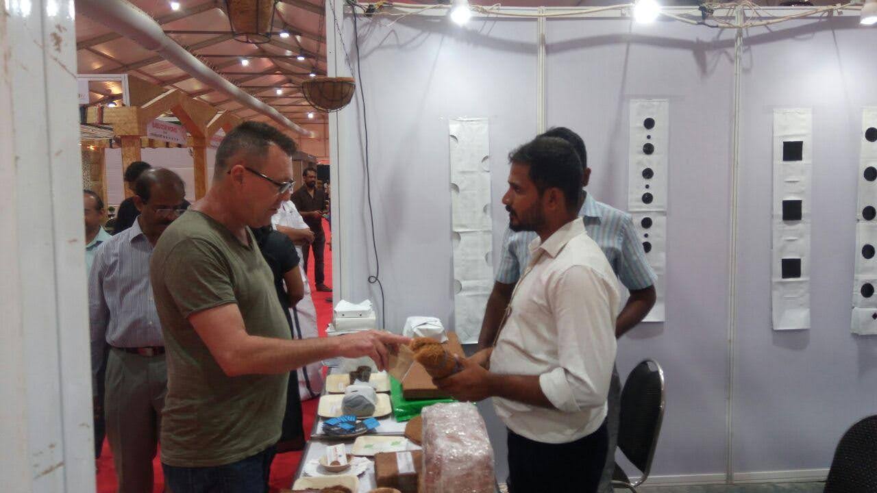Coir Pith Blocks Stacked in Warehouse